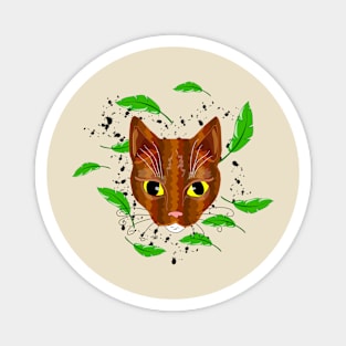 Tiger Kitty in leaves Magnet